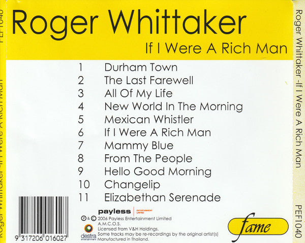 Roger Whittaker : If I Were A Rich Man (CD, Comp)