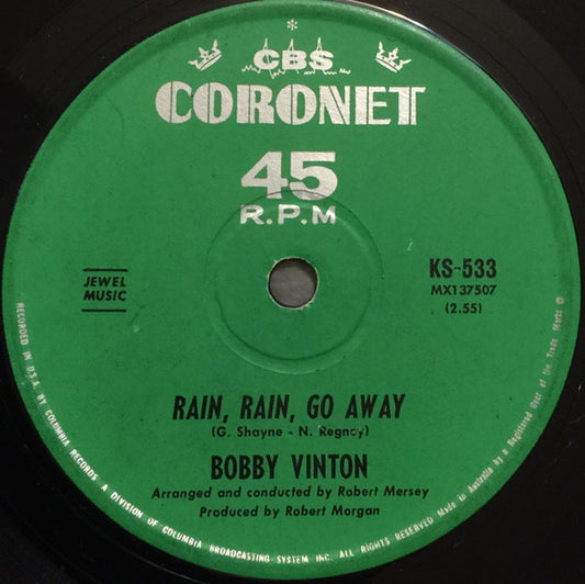 Bobby Vinton : Rain Rain Go Away / Over And Over (7", Single)