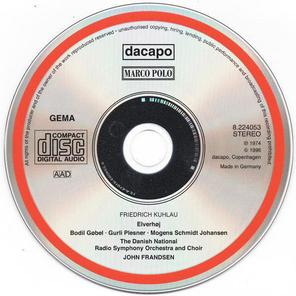 Friedrich Kuhlau* / Bodil Gøbel, Gurli Plesner, Mogens Schmidt Johansen, The Danish National Radio Symphony Orchestra* And Choir*, John Frandsen : Elverhøj (CD, Album, RE)