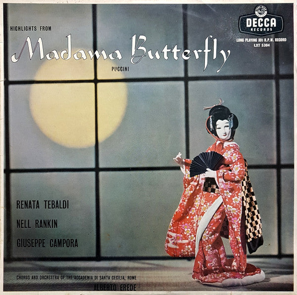 Giacomo Puccini, Renata Tebaldi, Nell Rankin, Giuseppe Campora, Coro dell'Accademia Nazionale di Santa Cecilia And Orchestra dell'Accademia Nazionale di Santa Cecilia, Alberto Erede : Highlights From Madama Butterfly (LP, Mono)