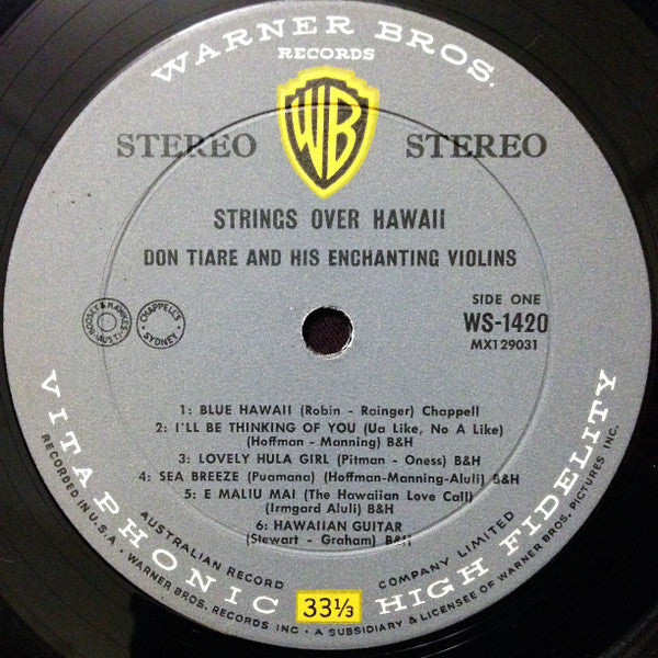 Don Tiare And His Enchanting Violins : Strings Over Hawaii  (LP)