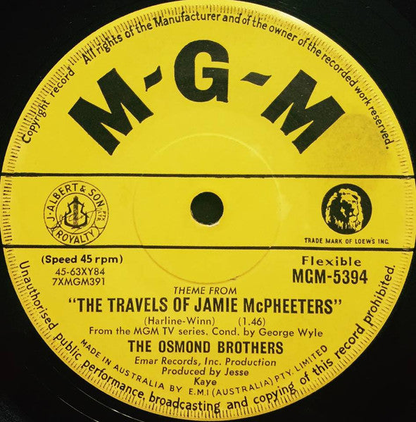 The Osmonds : Theme From "The Travels Of Jaimie McPheeters" (7", Single)