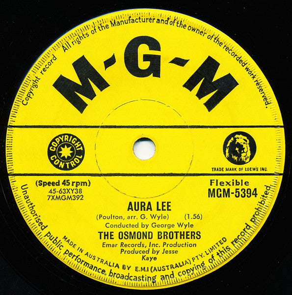 The Osmonds : Theme From "The Travels Of Jaimie McPheeters" (7", Single)