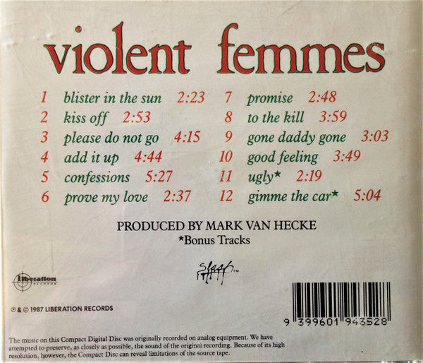 Violent Femmes : Violent Femmes (CD, Album, RE, SMA)