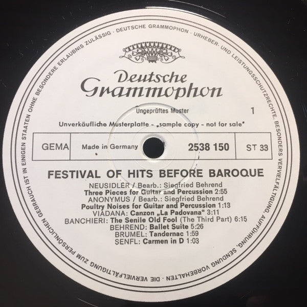 Various : Festival Of Hits - Before Baroque (LP, Comp, TP)