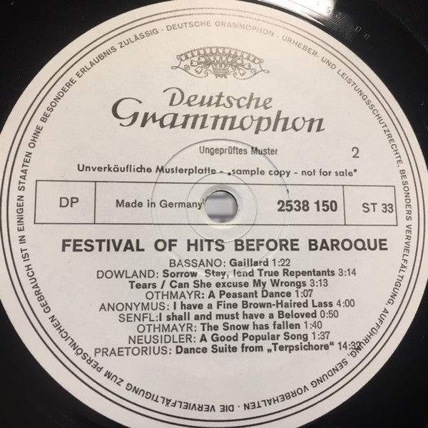 Various : Festival Of Hits - Before Baroque (LP, Comp, TP)