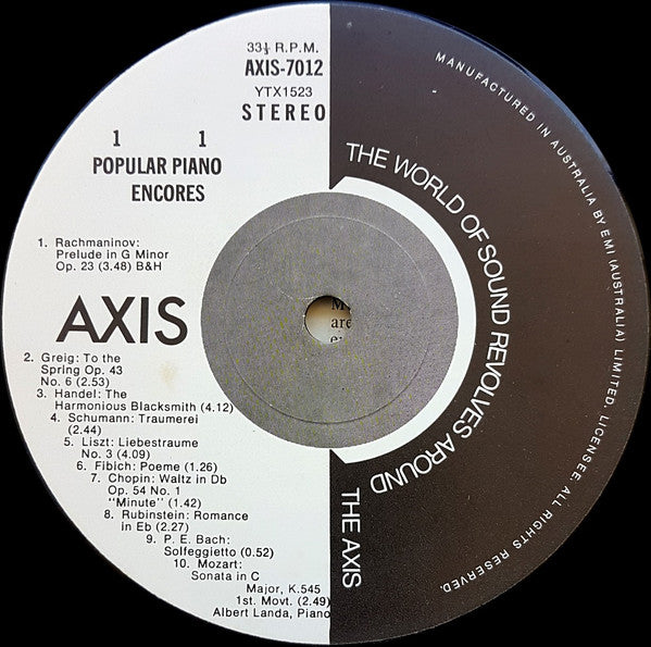 Albert Landa : 16 Popular Piano Encores (LP, Album)