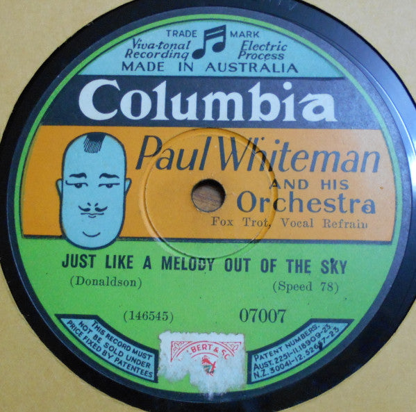 Paul Whiteman And His Orchestra : Just Like A Melody Out Of The Sky / Because My Baby Don't Mean "Maybe" Now! (Shellac, 10")