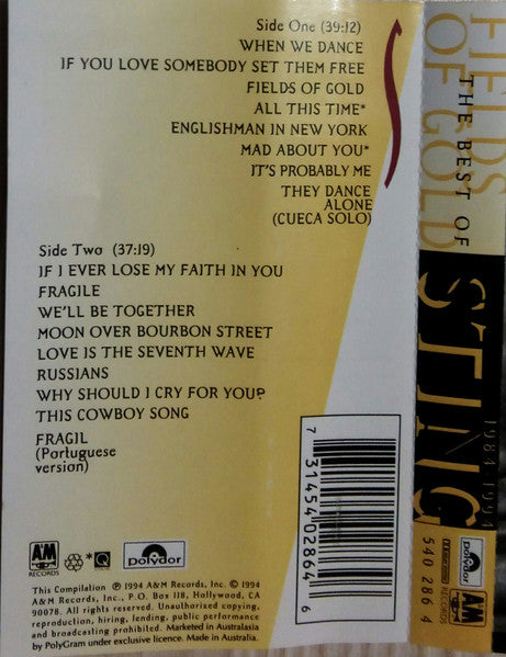 Sting : Fields Of Gold: The Best Of Sting 1984 - 1994 (Cass, Comp, RM)
