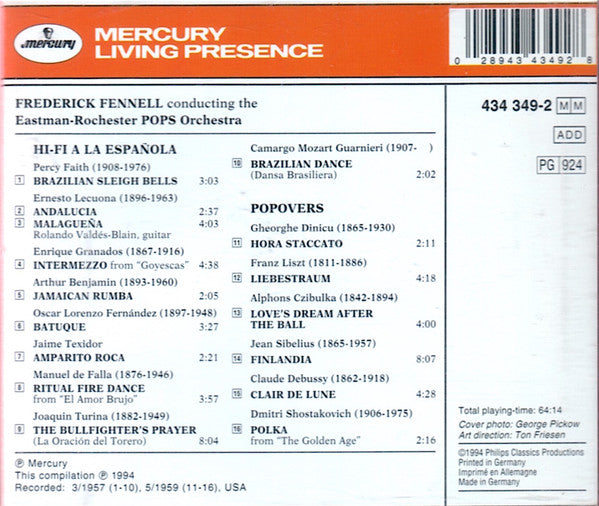 Frederick Fennell, Eastman-Rochester Pops* : Hi-Fi A La Espaňola And Popovers (CD)