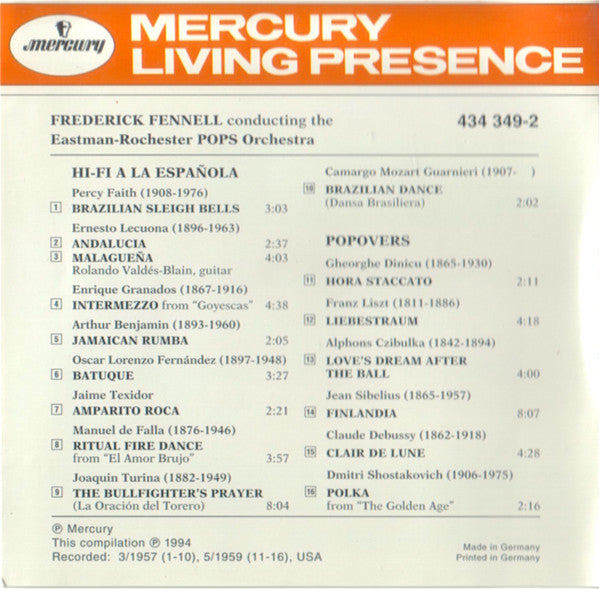 Frederick Fennell, Eastman-Rochester Pops* : Hi-Fi A La Espaňola And Popovers (CD)