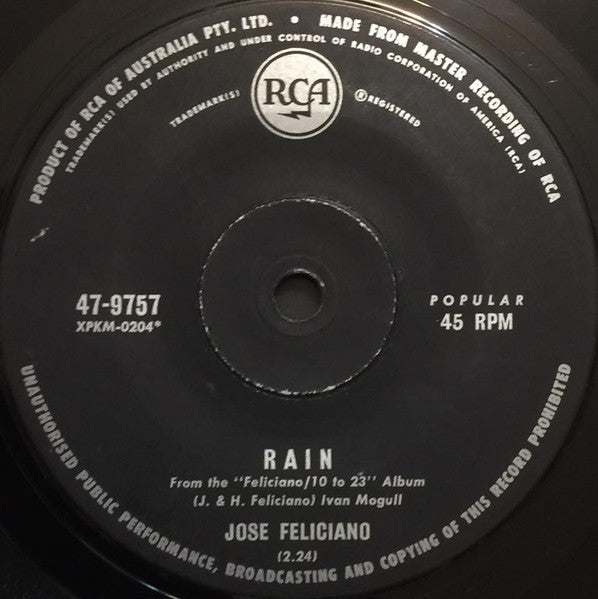 Jose Feliciano* : Rain (7", Single)