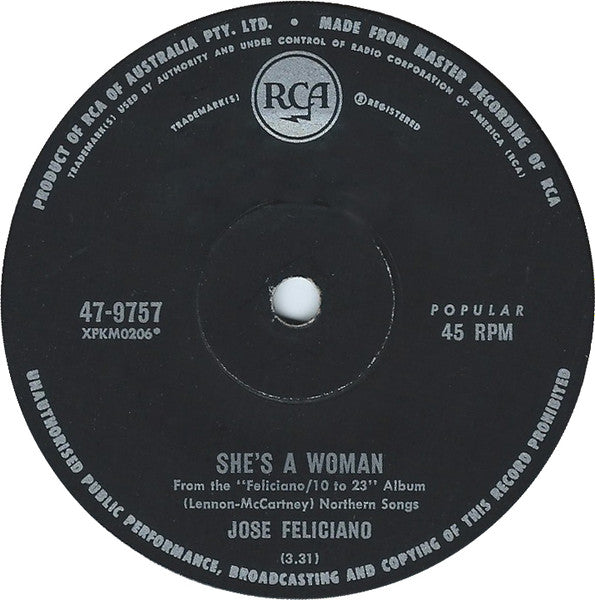 Jose Feliciano* : Rain (7", Single)
