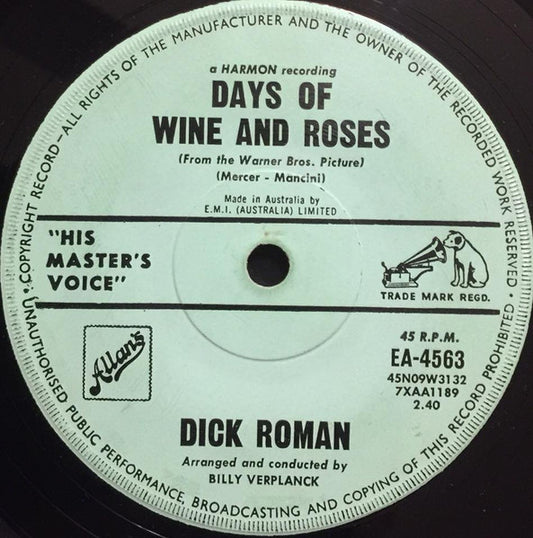 Dick Roman : Days Of Wine And Roses (7", Single)