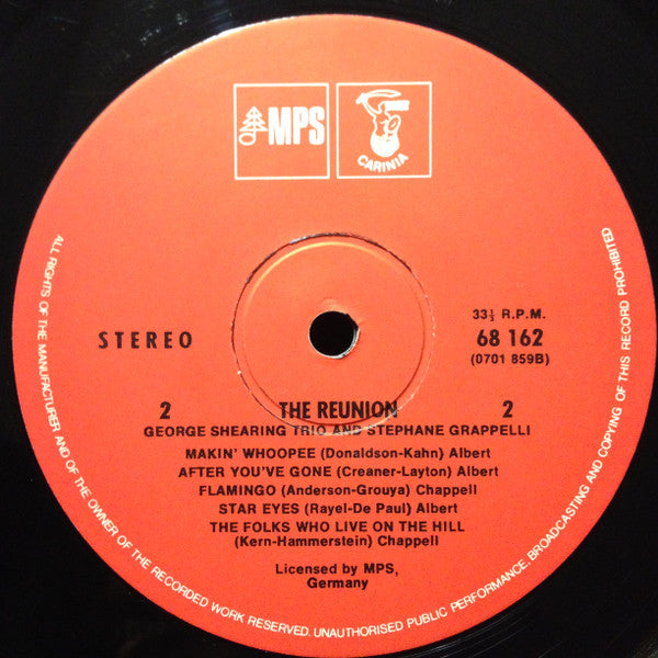 George Shearing Trio And Stéphane Grappelli : The Reunion (LP, Album)