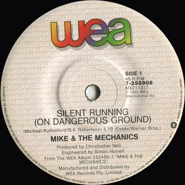 Mike & The Mechanics : Silent Running (On Dangerous Ground) (7", Single, Gen)