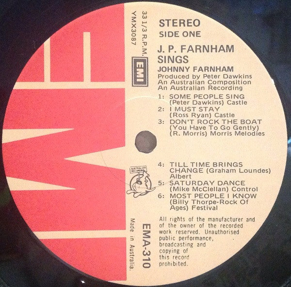 J.P. Farnham* : J.P. Farnham Sings (LP, Album)