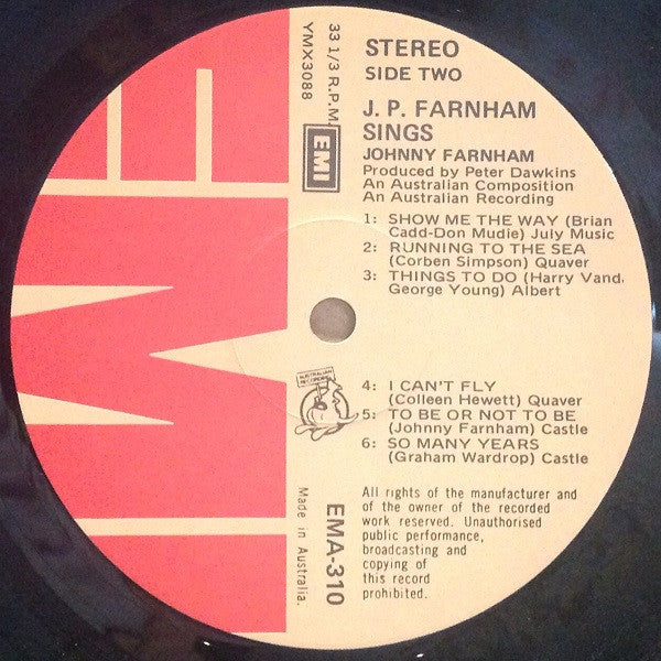 J.P. Farnham* : J.P. Farnham Sings (LP, Album)