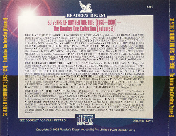 Various : 30 Years Of Number One Hits (1960-1990) (3xCD, Comp, RM)