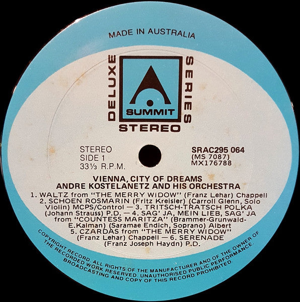 André Kostelanetz And His Orchestra : Favourite Waltzes Of Vienna, City Of Dreams (LP)