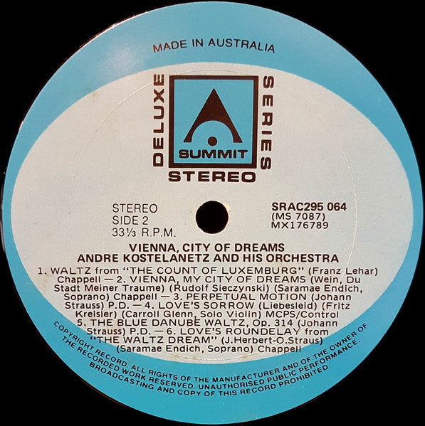 André Kostelanetz And His Orchestra : Favourite Waltzes Of Vienna, City Of Dreams (LP)