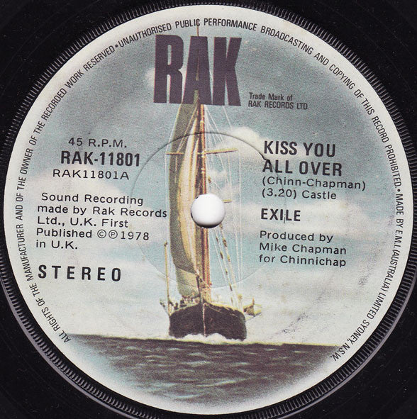 Exile (7) : Kiss You All Over (7", Single)
