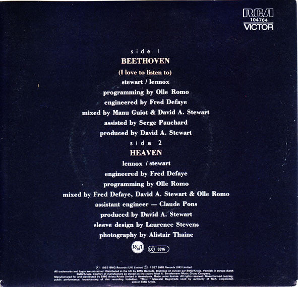 Eurythmics : Beethoven (7", Single)