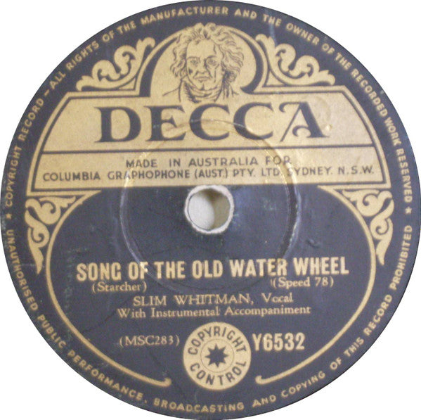 Slim Whitman : Restless Heart / Song Of The Old Water Wheel (Shellac, 10")