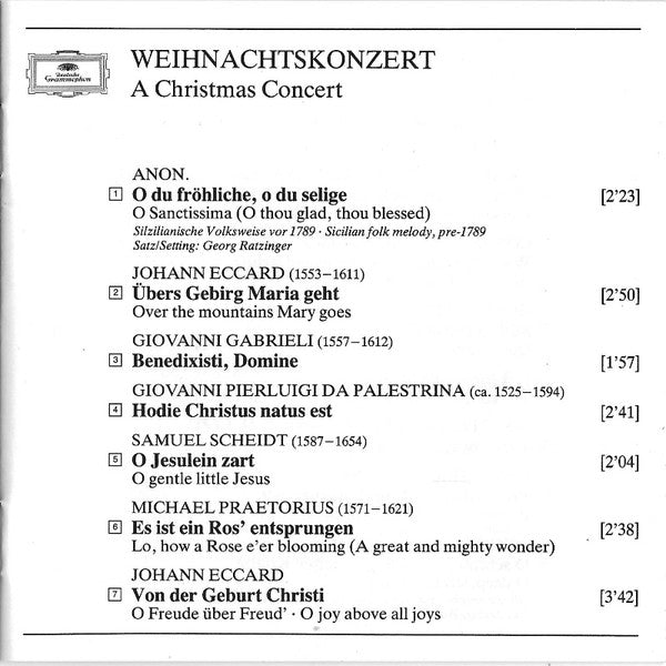 Regensburger Domspatzen - Georg Ratzinger : Weihnachtskonzert - A Christmas Concert (CD, Album)