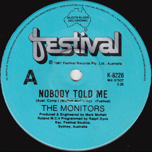 The Monitors (2) : Nobody Told Me (7", Single)