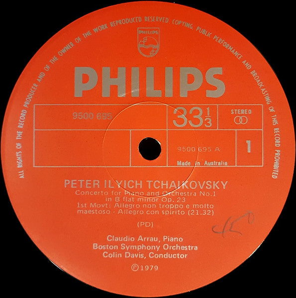 Pyotr Ilyich Tchaikovsky, Claudio Arrau, Boston Symphony Orchestra, Sir Colin Davis : Piano Concerto No.1 (LP)