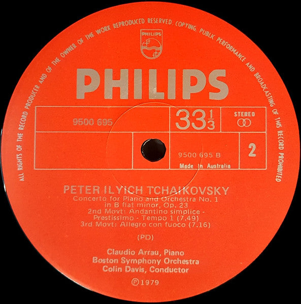 Pyotr Ilyich Tchaikovsky, Claudio Arrau, Boston Symphony Orchestra, Sir Colin Davis : Piano Concerto No.1 (LP)
