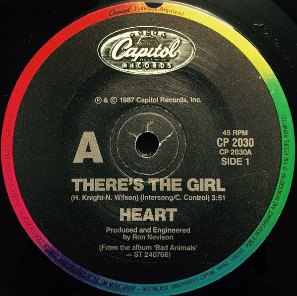 Heart : There's The Girl (7", Single)