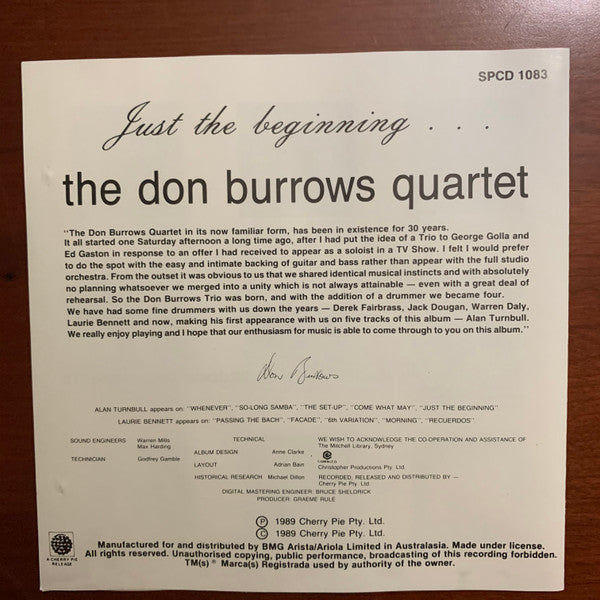 The Don Burrows Quartet : Just The Beginning... (CD, Album, RE, RM)