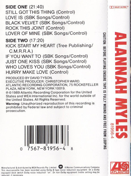 Alannah Myles : Alannah Myles (Cass, Album)