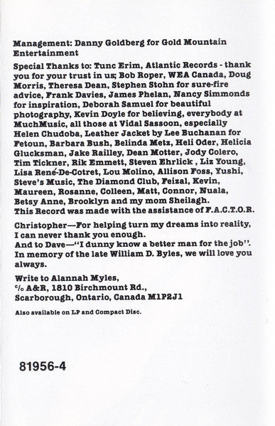 Alannah Myles : Alannah Myles (Cass, Album)