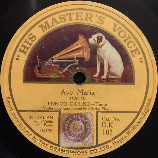 Enrico Caruso : Ave Maria / Elegie Melodie (Shellac, 12")