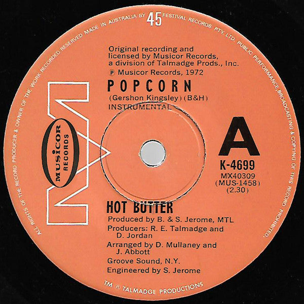 Hot Butter : Popcorn (7", Single)