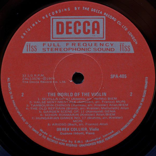 Derek Collier, Daphne Ibbott : The World Of The Violin (LP, Album)
