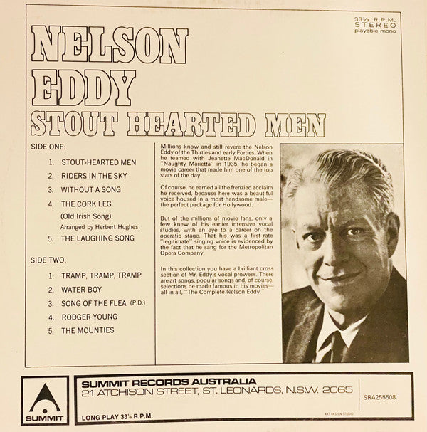 Nelson Eddy : Stout-Hearted Men (LP, Album, RE)