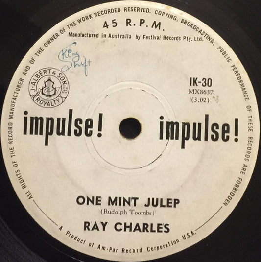Ray Charles : One Mint Julep (7", Single)