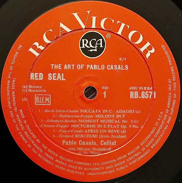 Pablo Casals : The Art Of Pablo Casals (LP, Comp, Mono)