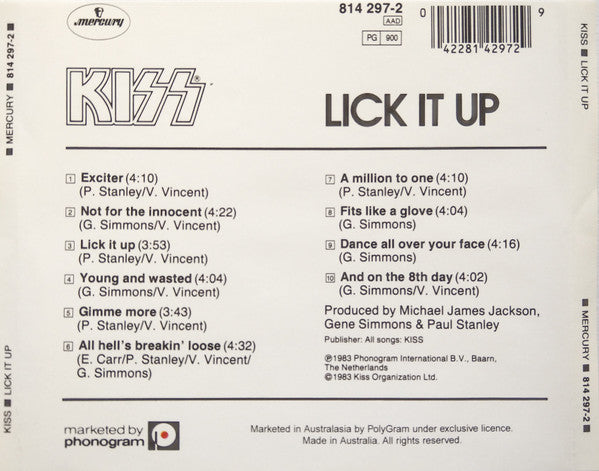 Kiss : Lick It Up (CD, Album, RE)