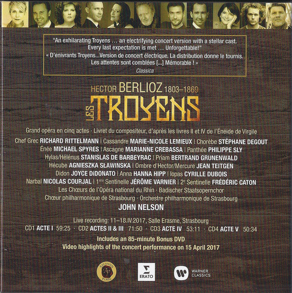 Hector Berlioz - Joyce DiDonato, Michael Spyres, Marie-Nicole Lemieux, Stéphane Degout, Nicolas Courjal, Marianne Crebassa, Hanna Hipp, Cyrille Dubois, Stanislas de Barbeyrac, Philippe Sly, Chœur de L'Opéra National Du Rhin, Badischer Staatsopernchor, Chœ : Les Troyens (4xCD + DVD-V, NTSC, 16: + Box)