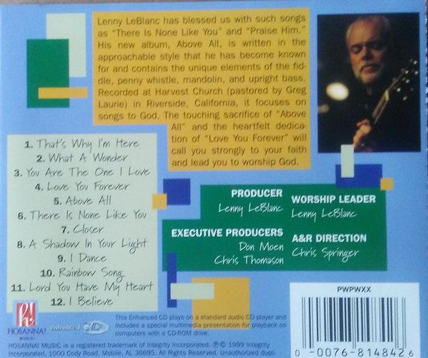 Lenny LeBlanc : Above All (CD, Album, Enh)