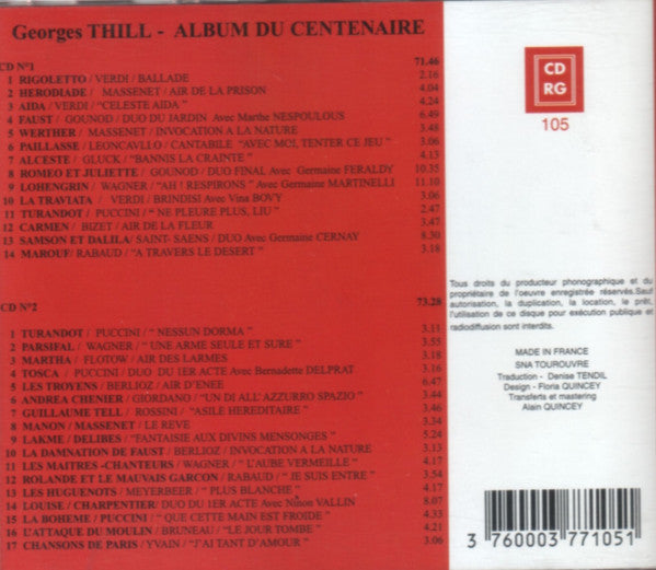 Georges Thill : Album Du Centenaire 1897 - 1997 (2xCD, Comp)