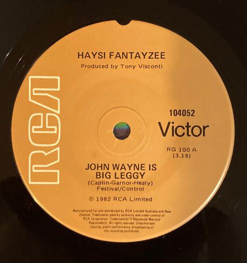 Haysi Fantayzee : John Wayne Is Big Leggy (7")