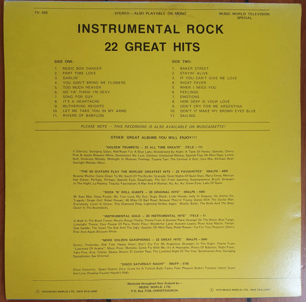 Various : Instrumental Rock - 22 Great Hits (LP, Comp)