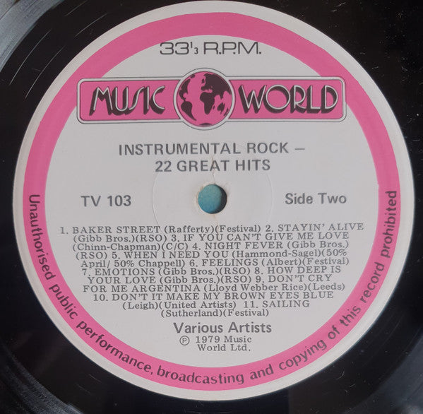 Various : Instrumental Rock - 22 Great Hits (LP, Comp)