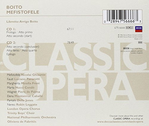 Arrigo Boito, Nicolai Ghiaurov, Luciano Pavarotti, Mirella Freni, Montserrat Caballé, National Philharmonic Orchestra, Oliviero De Fabritiis : Mefistofele (2xCD, Album, RE)
